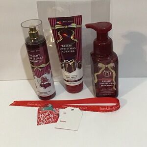 Bath & Body Works Bright Christmas Morning Fragrance Mist, cream & Soap 3 pc Set